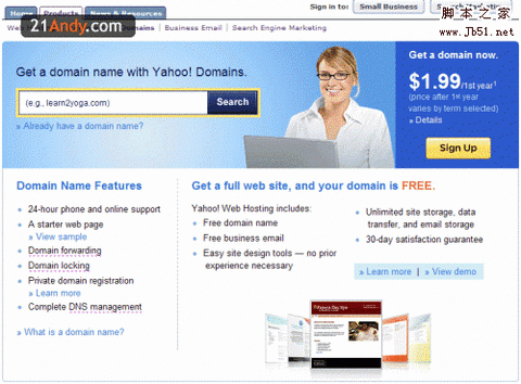Yahoo $1.99美元 .com域名注册教程