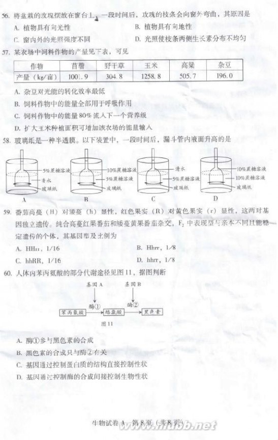 广东省学业水平测试 2013广东学业水平测试生物试题与答案