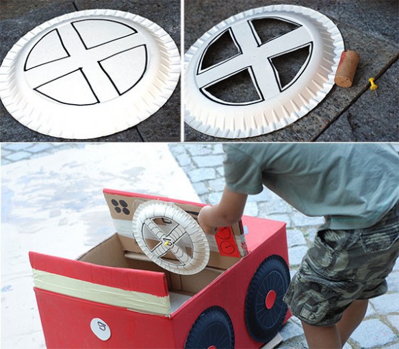 幼儿手工：废弃纸箱制作玩具小汽车