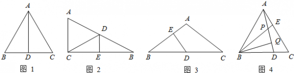 等腰三角形三线合一 如图1所示，等边△ABC中，AD是BC边上的中线，根据等腰三角形的“三线合一”特性，AD平分∠BAC