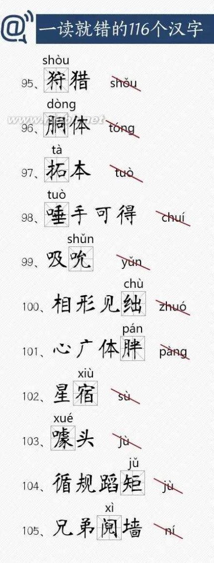 你能救几只 【长知识】一读就错的116个字,你能读对多少?