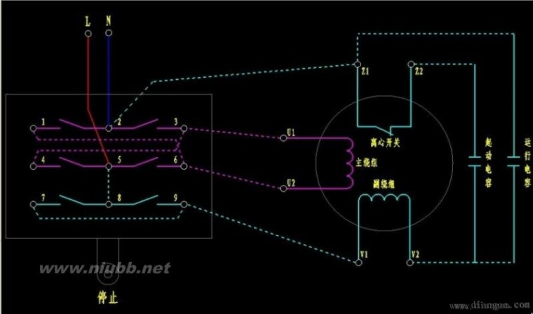 单相电机接线_ 单相电机正反转接线图_单相电机电容接线图_单相电机倒顺开关接线图_单相电机接线图