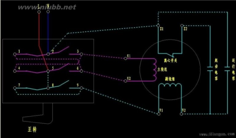 单相电机接线_ 单相电机正反转接线图_单相电机电容接线图_单相电机倒顺开关接线图_单相电机接线图