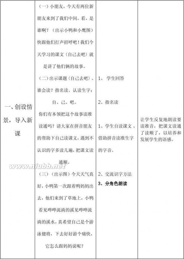 自己去吧教学设计 《自己去吧》教学设计方案