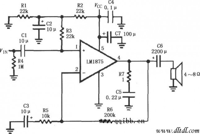 lm1875功放电路图 LM1875单电源功放电路_电路图