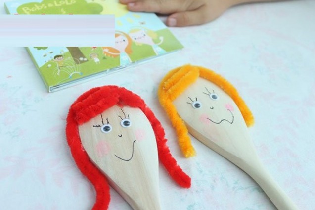 幼儿手工：木勺玩偶制作方法