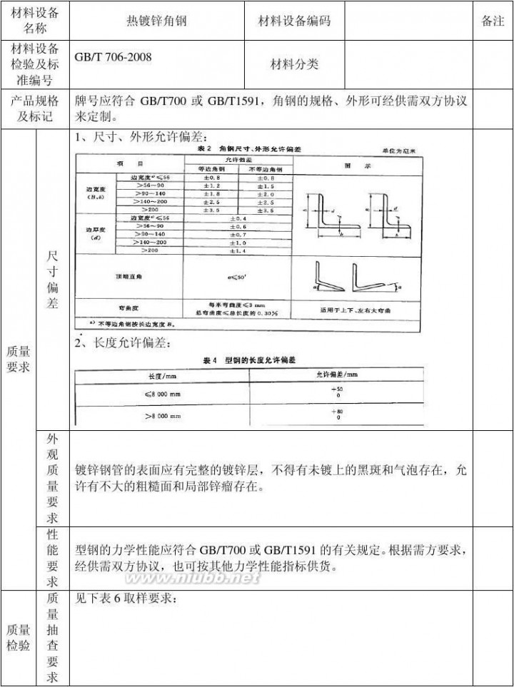 角钢国家标准 热镀锌角钢技术标准