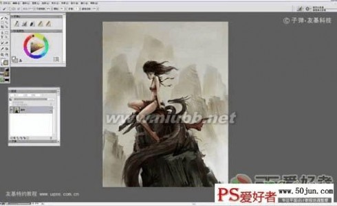 女龙骑士 PS鼠绘教程：手绘水墨风格的裸体美女龙骑士插画作品