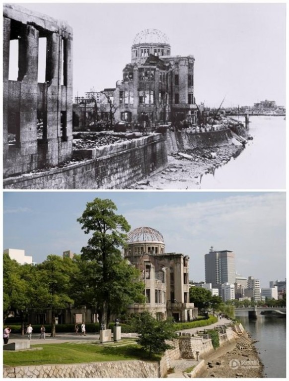 广岛原子弹爆炸照片今非昔比