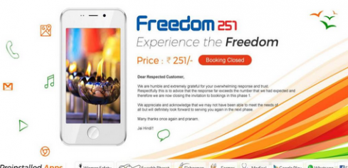 印度24元智能机 Freedom251 Freedom251手机 印度Freedom251
