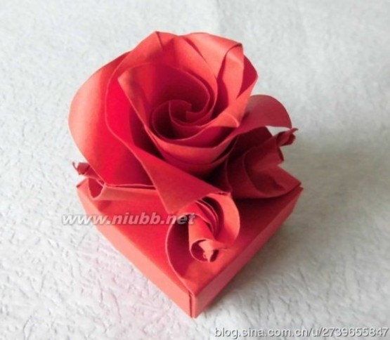 纸玫瑰花的折法之折纸玫瑰盒图解教程_纸折玫瑰花图解