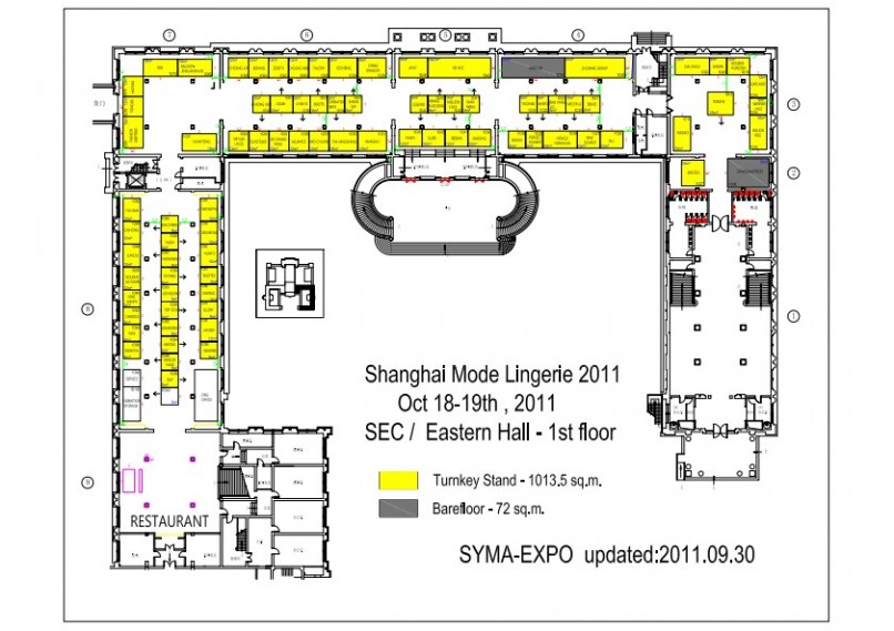 展览馆平面图 2011上海国际时尚内衣展展馆分布平面图