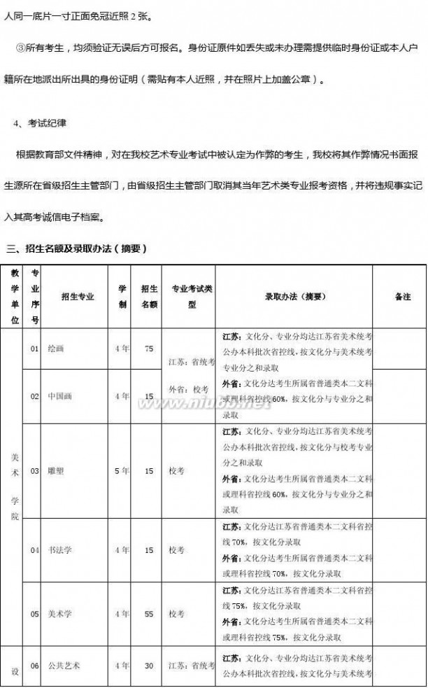 南京艺术学院招生简章 南京艺术学院2015年艺术类招生简章