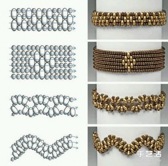 串珠手链 20种精美串珠手链的编织方法图纸