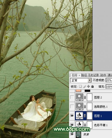 Photoshop制作灿烂的春季绿色婚片