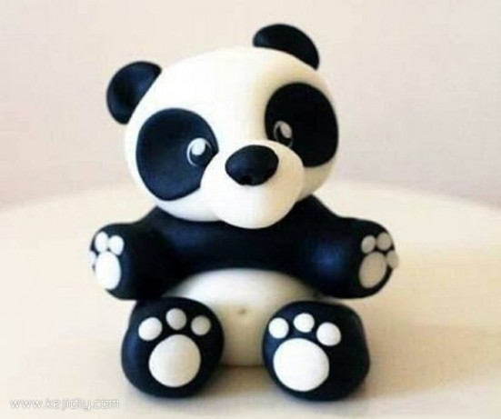 可吉网 大熊猫玩偶用橡皮泥彩泥粘土制作