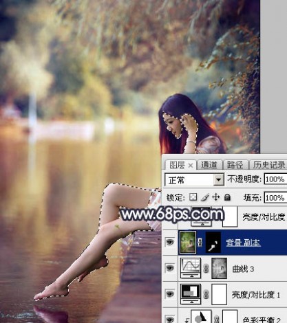 Photoshop为水景人物图片打造艳丽的秋季暖色特效