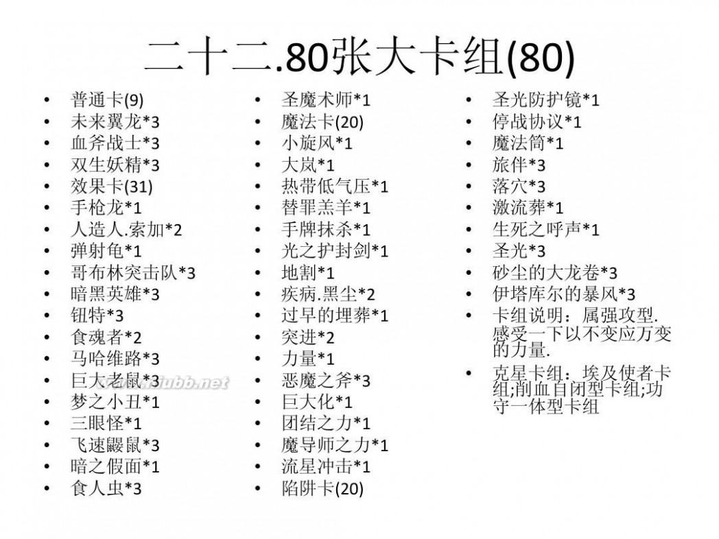 游戏王城之内全卡组 游戏王城之内篇-混沌力量中文版卡组