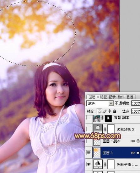 Photoshop将外景美女图片调成绚丽的紫红色