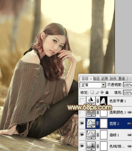Photoshop为清纯美女图片调制出干净的秋季黄褐色效果