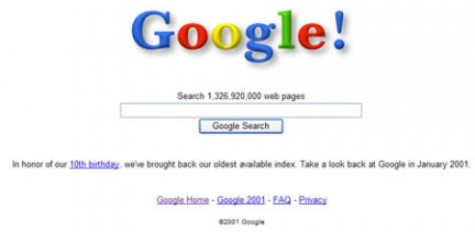 科技时代_谷歌重现2001年版网页搜索(图)