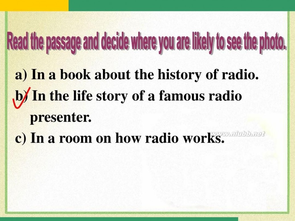 on the radio 新外研版八年级下Module10 On the radio Unit2