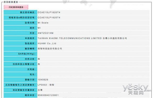 小米手环1S亮相NCC网站 新增心跳检测功能